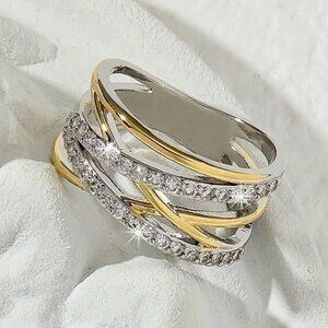 Luxury 18K Gold Plated Infinity Ring Size 7